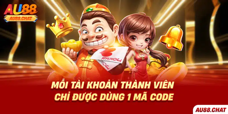 Mỗi tài khoản thành viên chỉ được dùng 1 mã code